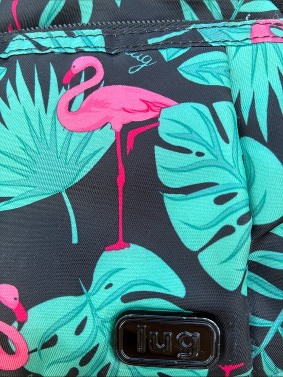Lug Handbags - Lug Flamingo Print Crossbody Bag - Black, Pink & Teal